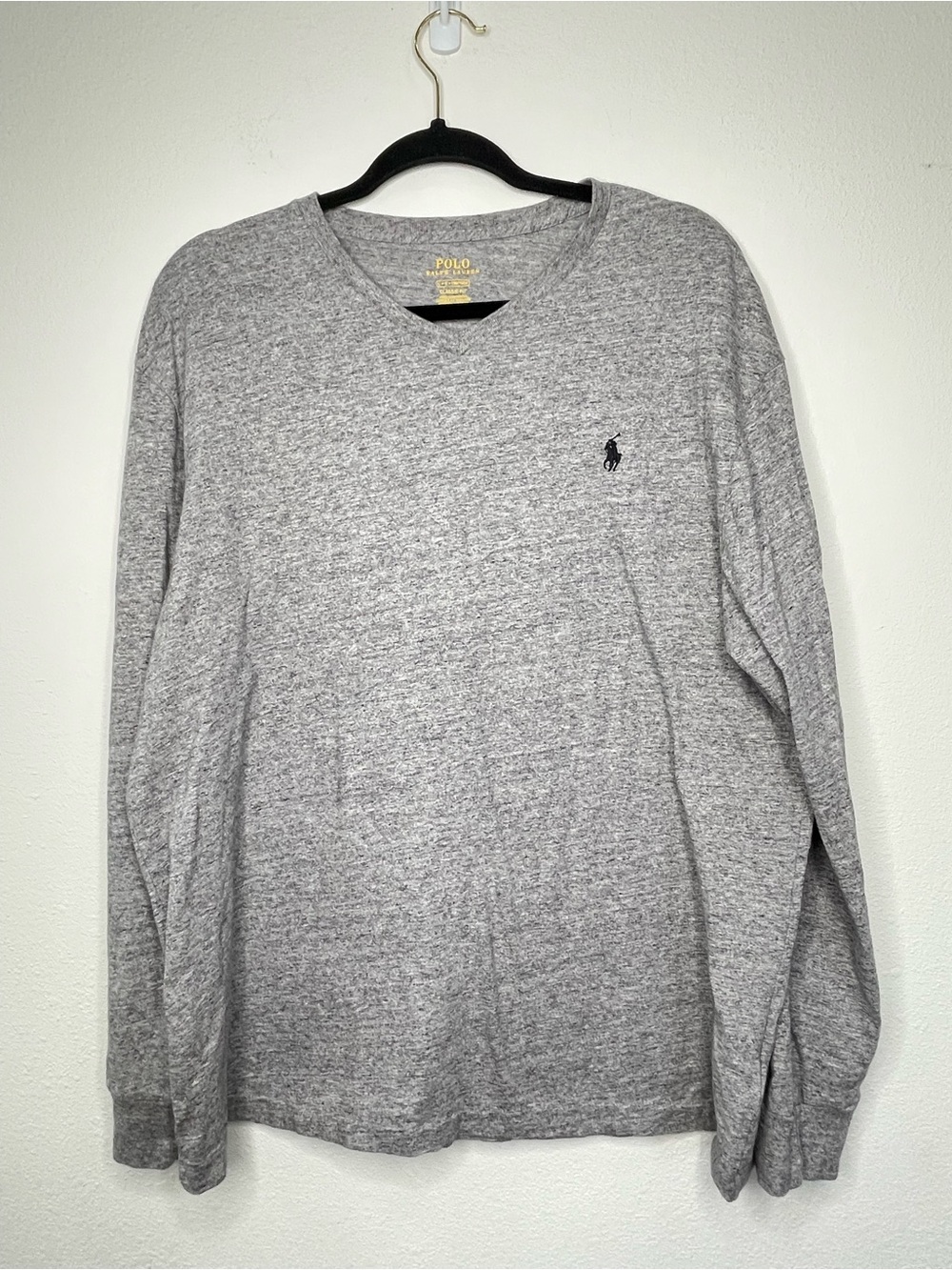 Polo Ralph Lauren Men's Long Sleeve Classic Fit T-Shirt Gray Size Large Cotton